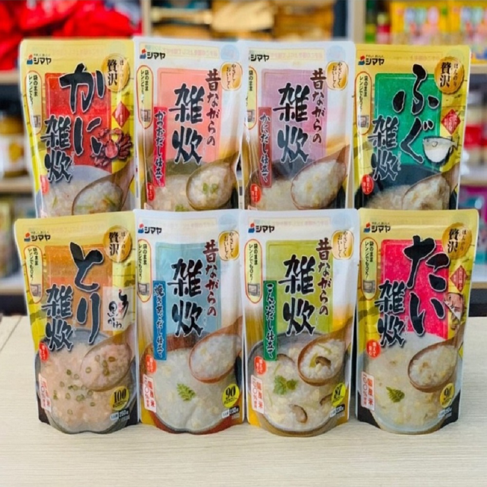 Cháo ăn liền Shimaya Nhật Bản gói 230g -250g cho bé từ 1 tuổi và cả gia đình, Cháo ăn dặm, Cháo dinh dưỡng Shimaya Nhật Bản [DATE T8/2023]