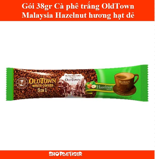 Gói lẻ Cà phê trắng OldTown Malaysia Hazelnut hương hạt dẻ