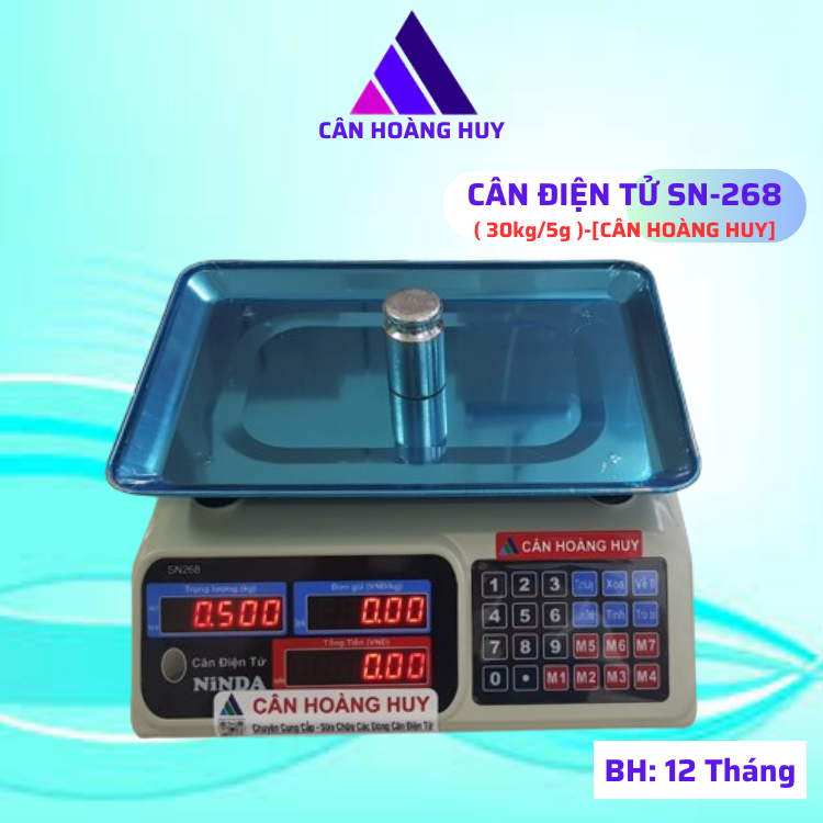 Cân tính tiền điện tử,SN 268 30kg/5g cân bán hàng siêu thị,hoa quả,tạp hóa  bàn Inox CÂN HOÀNG HUY