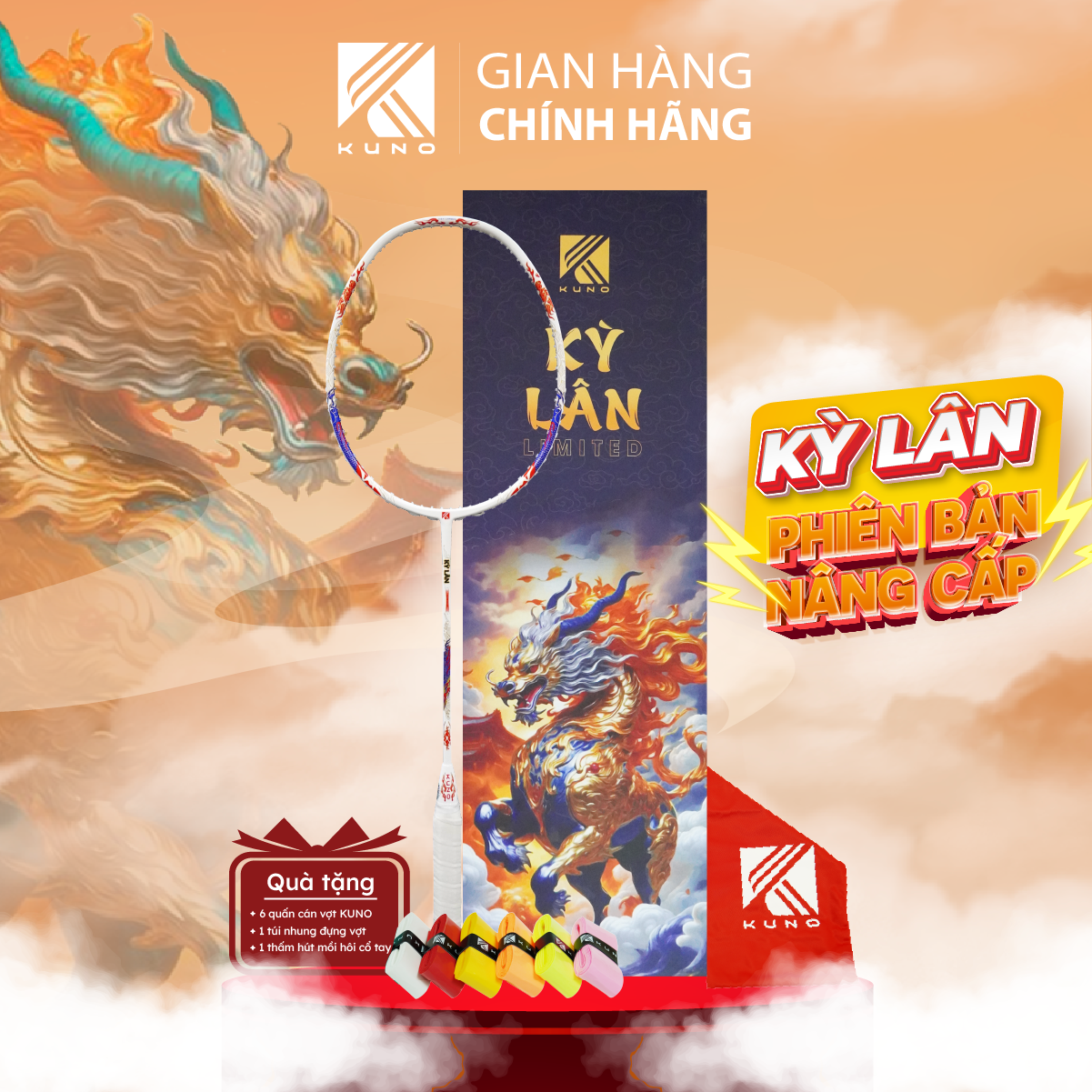 Vợt Cầu Lông KUNO Kỳ Lân bản nâng cấp Chuyên Công, Công nghệ HIGH CARBON, Biểu Tượng Bởi Sức Mạnh Và Đẳng Cấp