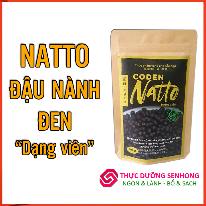[HCM]Natto đen coden (Dạng viên - 100gr) Giúp tan máu đông, chống đông máu, tăng đàn hồi cho mạch máu.