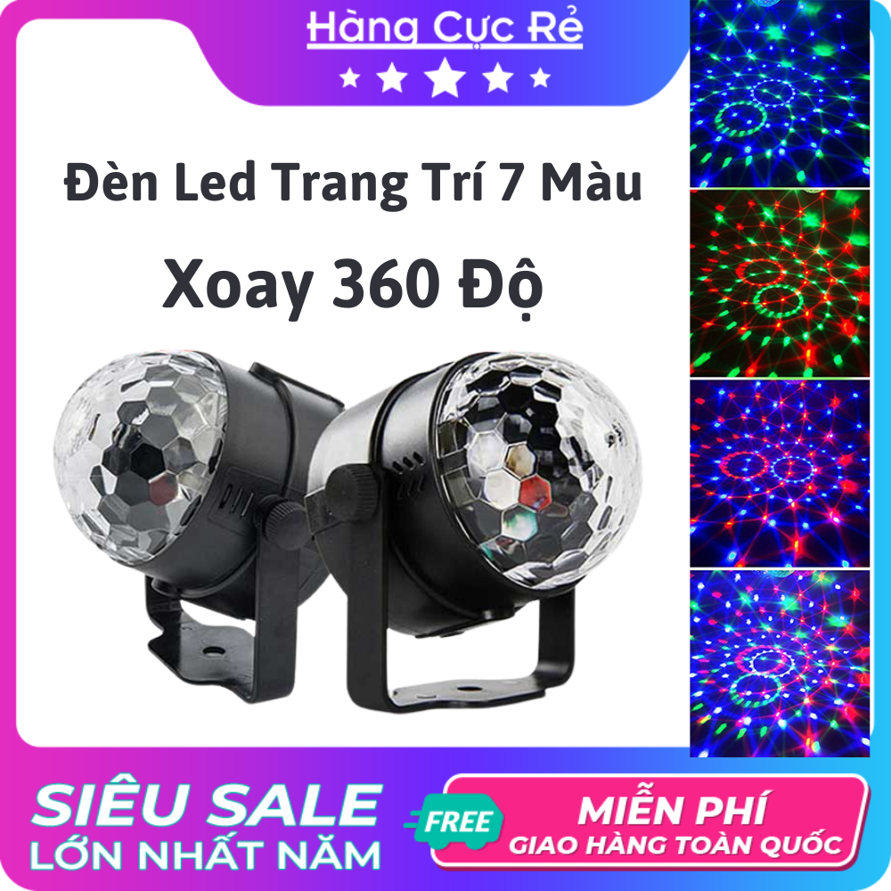Đèn led vũ trường trang trí 7 màu xoay 360 độ, đèn led có trụ - Shop Hàng Cực Rẻ