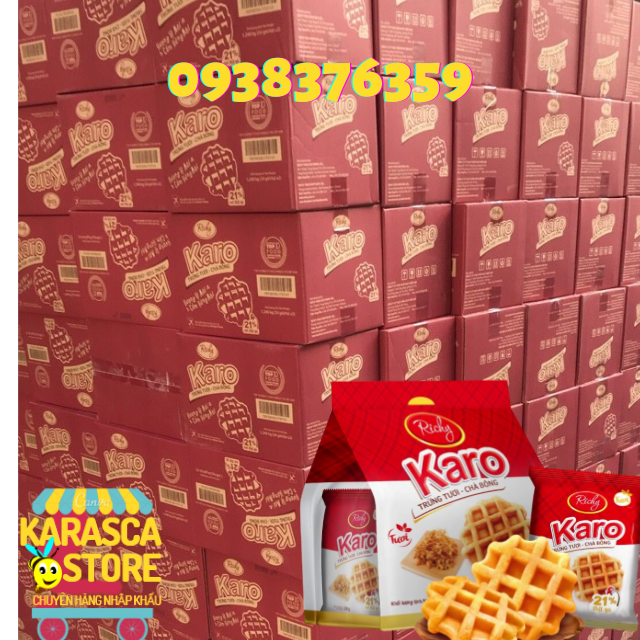 Bánh Trứng Tươi Chà Bông Karo Richy Thùng 48 Gói (26gr/Gói)