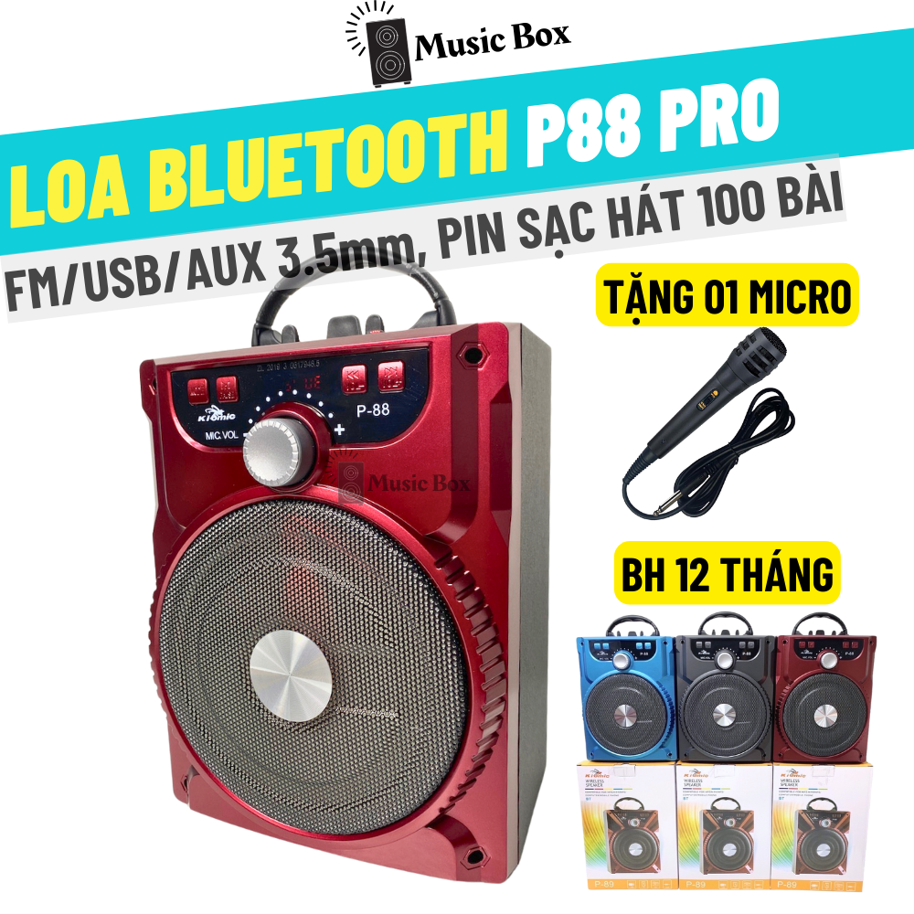 [Tặng micro] Loa bluetooth hát karaoke xách tay P-87 P-88 âm thanh cực hay - BH 12 Tháng Toán Quốc