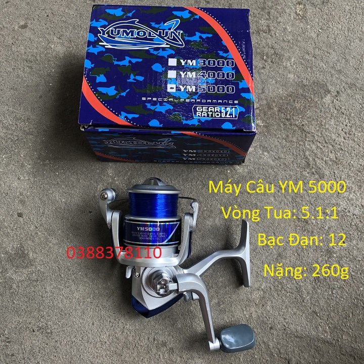 Máy câu cá ym 5000, máy câu có dây sẵn, máy câu lure, máy câu cá 5000