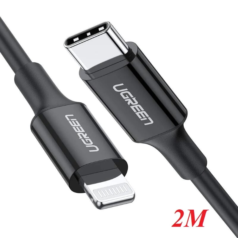 Ugreen 60752 2m cáp usb type c 2.0 ra apple lightning màu đen us171
