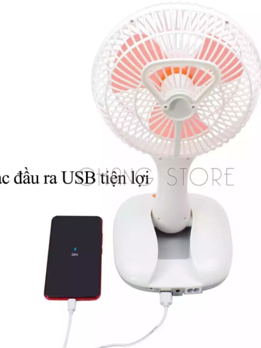 Quạt tích điện, quạt sạc điện để bàn đa năng 2 in 1 có thể gấp gọn, có tích hợp đèn Led