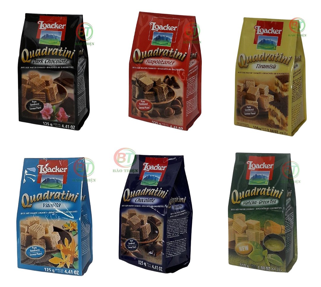 (HSD 2025) Bánh xốp hiệu Loacker Quadratini Ý gói 110g và 125g