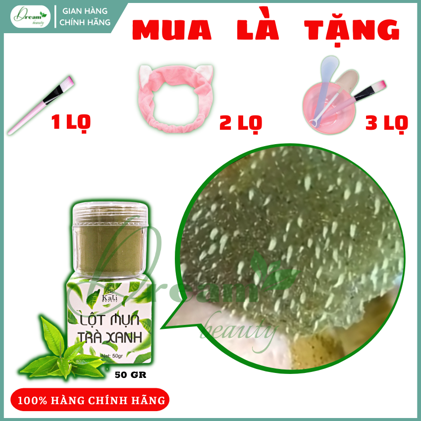 Bột lột mụn trà xanh lột sạch mụn cám, mụn đầu đen, loại bỏ tế bào chết sợi bã nhờn làm mịn da sáng da, LM250, DREAM BEAUTY