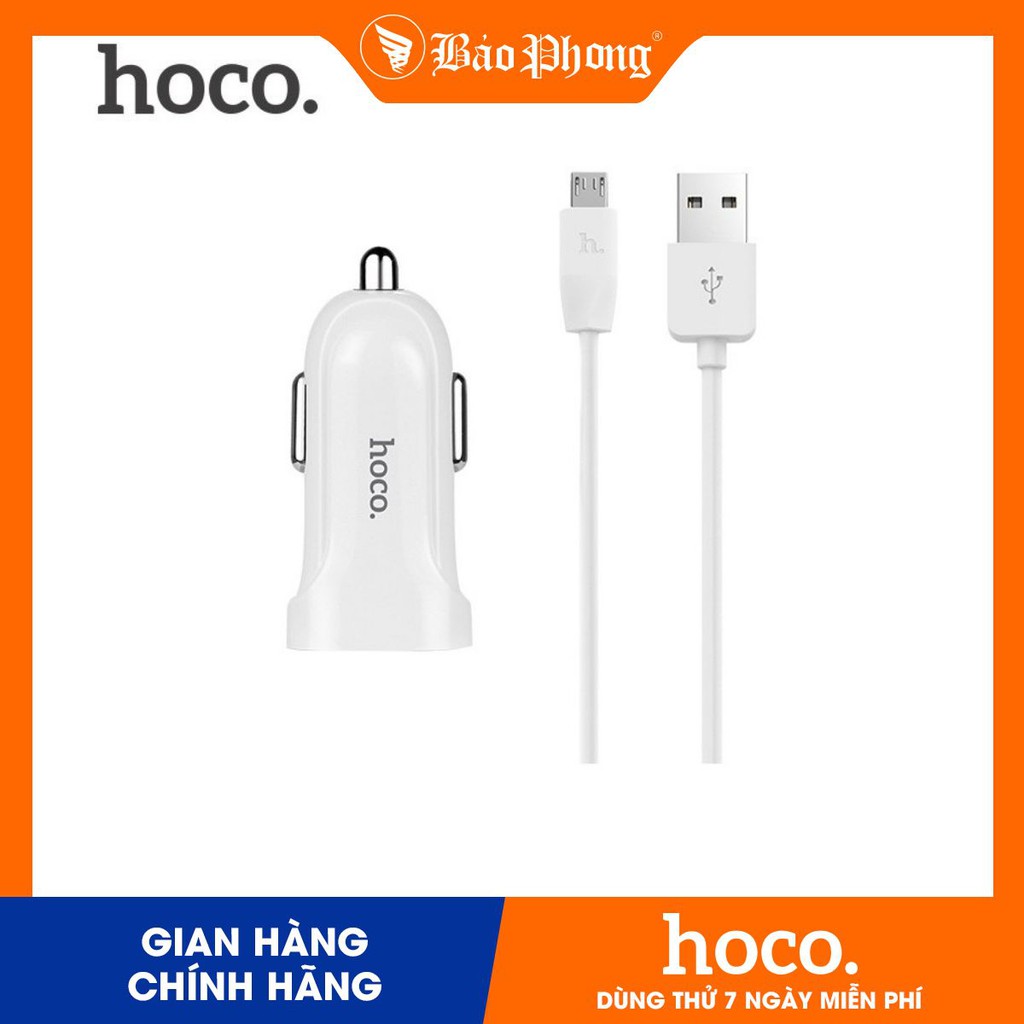 Sạc điện thoại trên ô tô HOCO Z2 kèm cáp Lightning / Micro