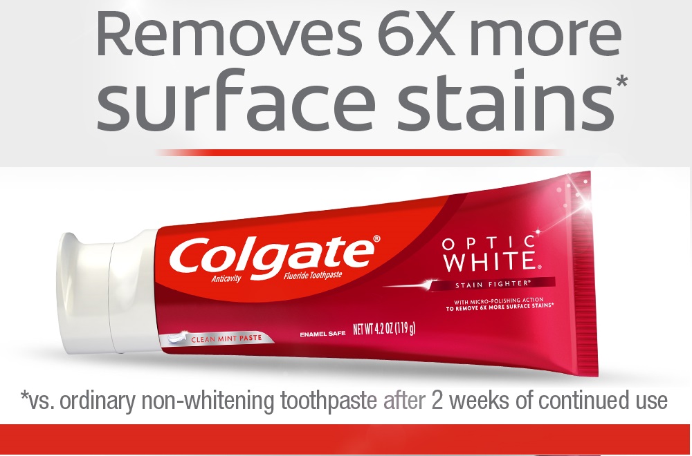 Kem đánh răng trắng răng Col.gate Optic White Stain Fighter của Mỹ mỗi tupe 119gr