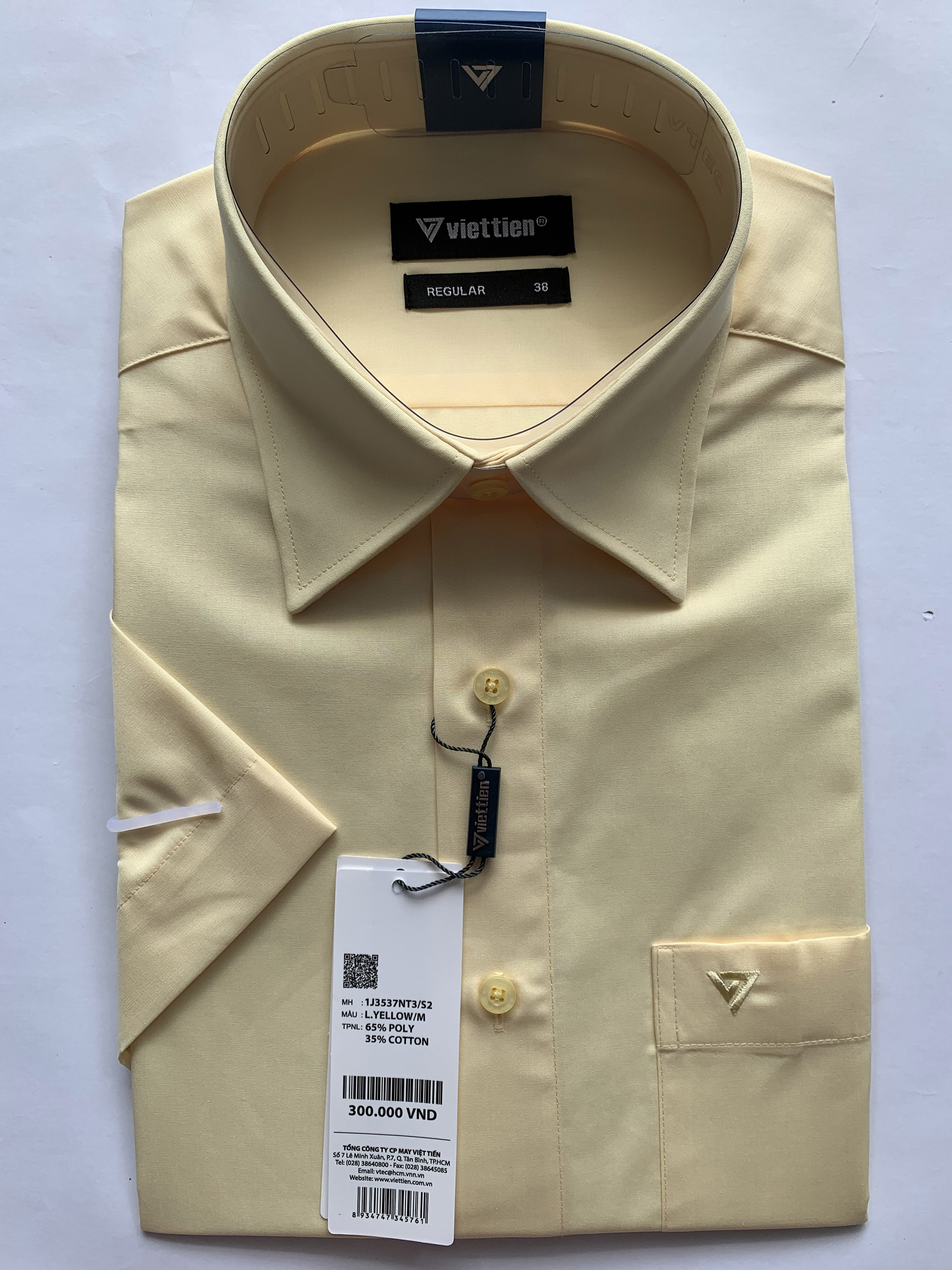 ÁO MÀU L.YELLOW/M - MÀU VÀNG VIỆT TIẾN NGẮN TAY LAI BẦU
