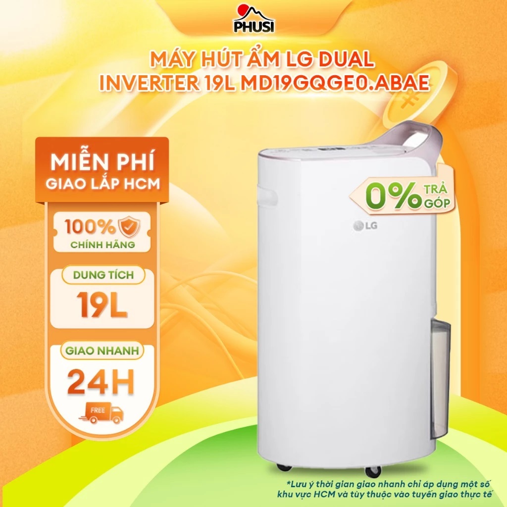 Máy hút ẩm lg dual inverter 19l md19gqge0.abae - hàng chính hãng - kích hoạt bảo hành 12 tháng