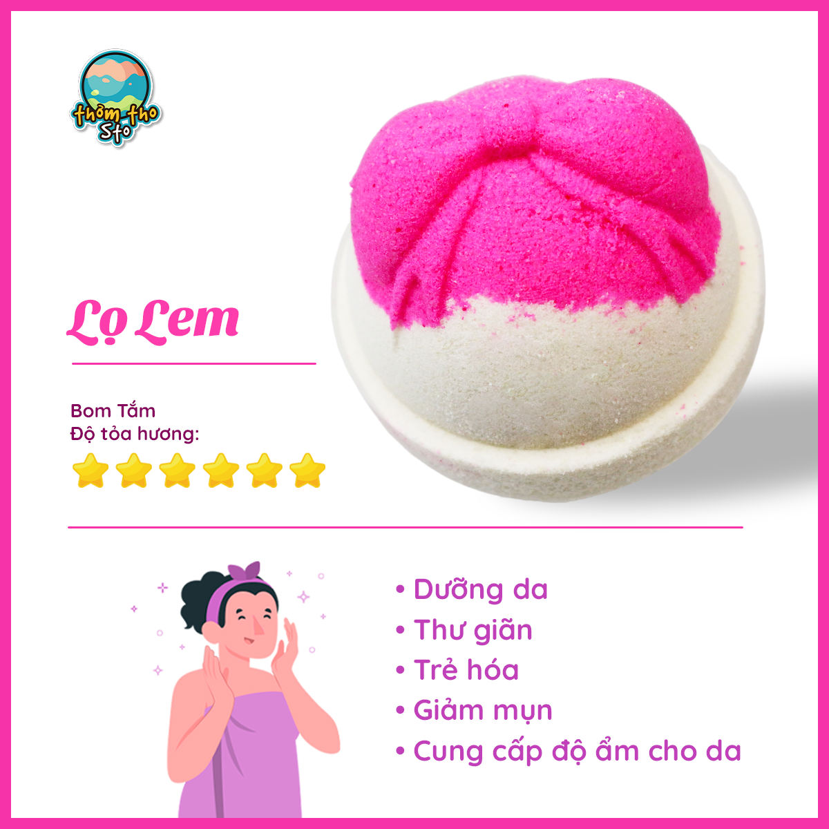 Bom tắm, Thơm Tho Sto, viên sủi bồn tắm sủi màu sắc LỌ LEM, bath bomb