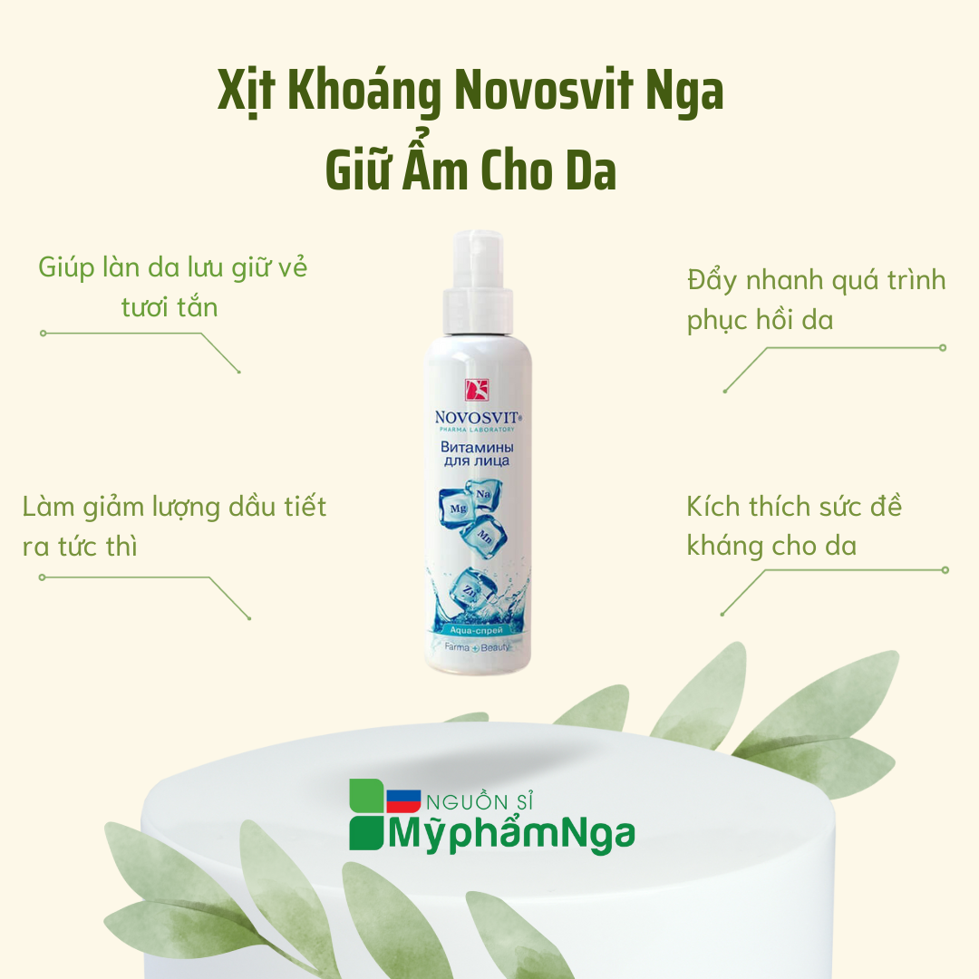 Xịt khoáng Novosvit Nga 190ml mát da bổ sung khoáng
