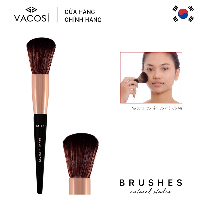[HCM] Vacosi Cọ Phủ & Má Hồng Đầu Tròn Blush & Powder Brush M03
