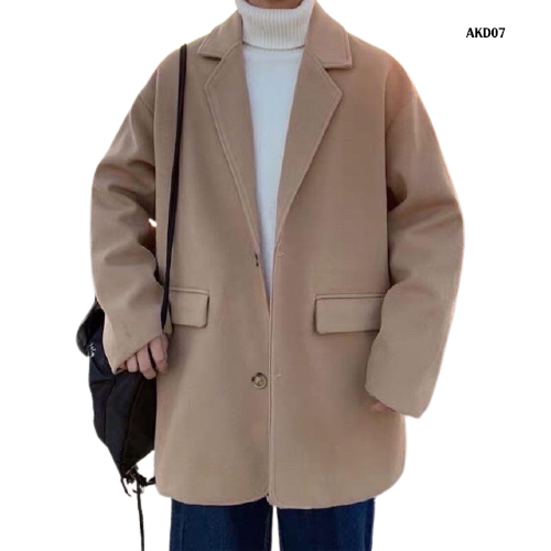 Áo Khoác Dạ Nam Ngắn, Áo Dạ Nam Hàn Quốc Màu Đen, Be Nami Store AKD07