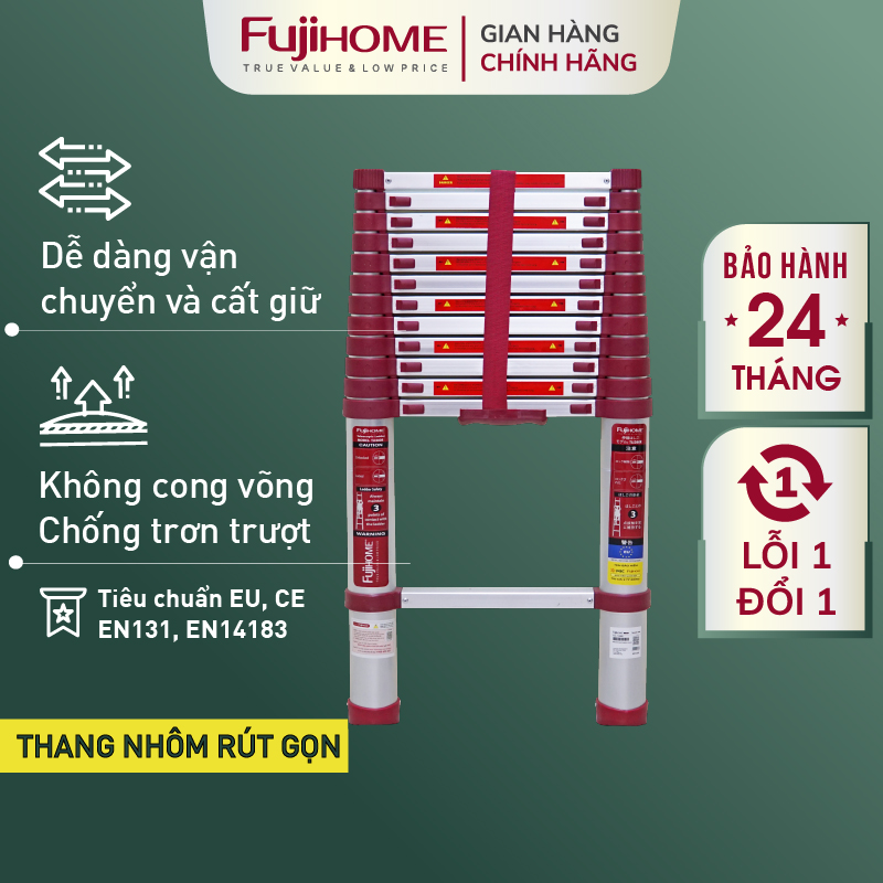 Aluminum ladder single drawn folding compact 3,8M-5m imported genuine fujihome, ladder pull versatile stowed family