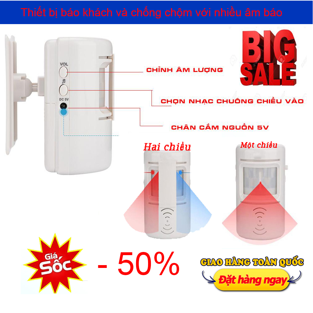 Chuông Báo khách, Chuông Chống Trộm, Chuông Báo .Có khả năng cảm ứng hồng ngoại ,An toàn hiệu quả cho ngôi nhà bạn - BH 1 ĐỔI 1 - Giá Giảm Sốc  Chỉ Hôm Nay!