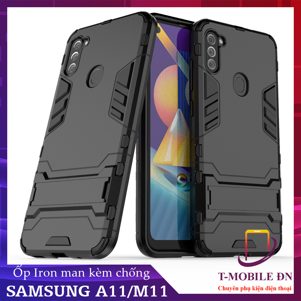 Ốp lưng Samsung A11 M11 chống sốc iron man bảo vệ viền và camera kèm chống xem video tiện lợi
