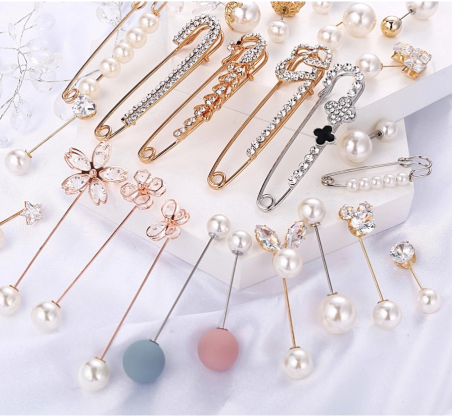 Ghim băng cài áo đính đá & ngọc thời trang