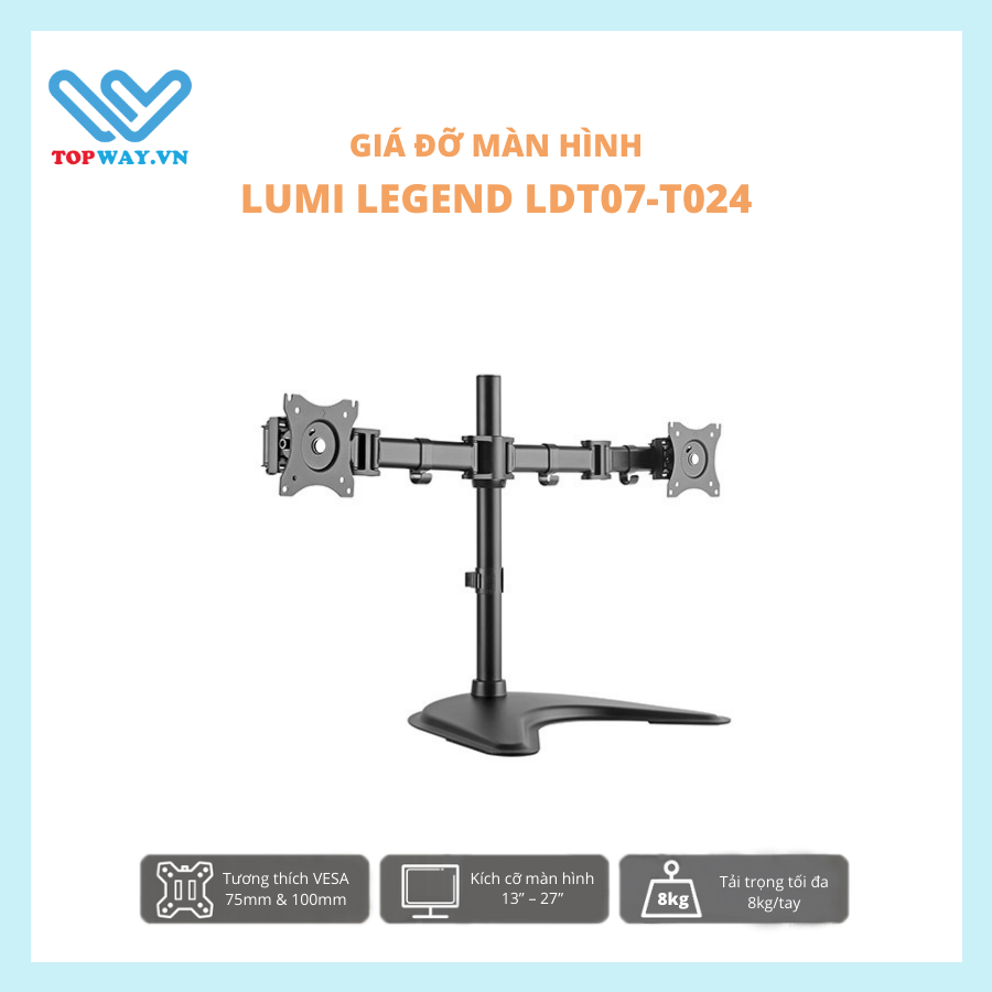 [HCM]Tay đỡ 2 màn hình 27 inch LUMI LEGEND LDT07-T024 để bàn