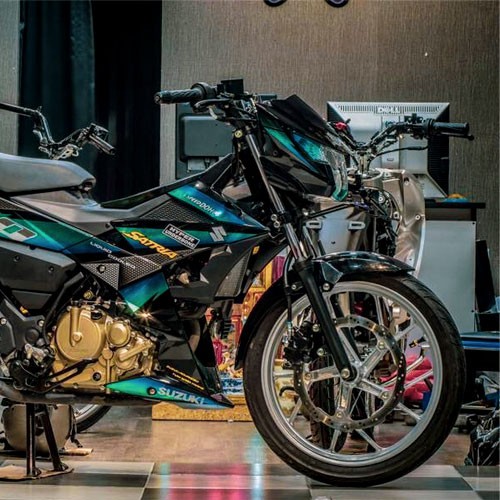 Tem Satria Xanh Đen - Tem Rời Satria Chrome - Decal Satria Đẹp Nhất