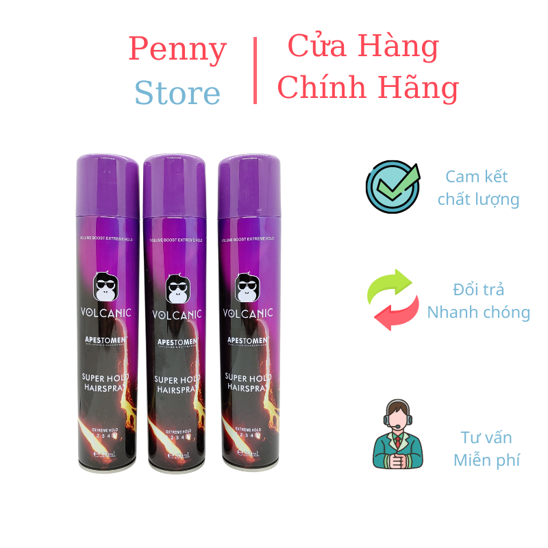 Gôm xịt tóc tạo kiểu vocanic giữ nếp, tạo kiểu tóc theo ý thích, dung tích 420ml- penny store