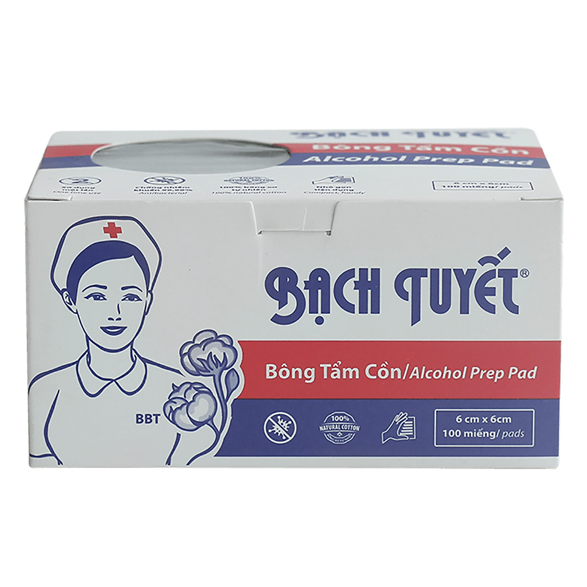 [HCM]Bông tẩm cồn Bạch Tuyết 100 miếng