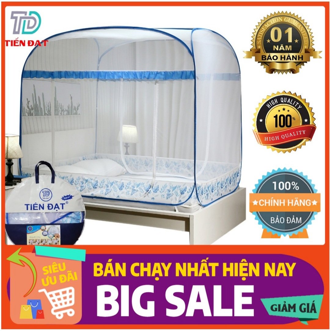 Màn tự bung đỉnh vuông , màn chống muỗi gấp gọn tiện dụng khích thước 1,8m x 2m