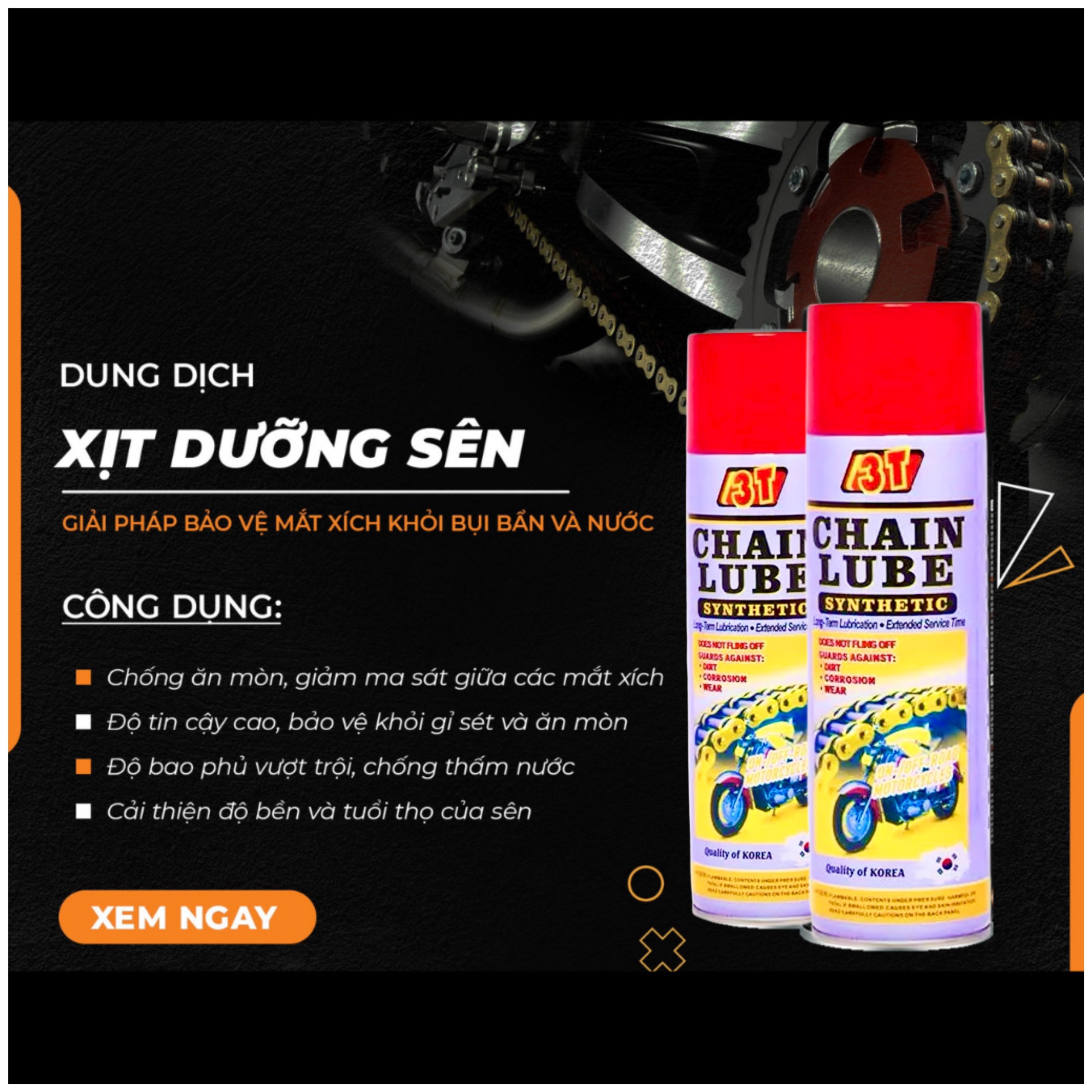 Mỡ bò nước dạng phun 3T bôi trơn dưỡng sên xích chống mài mòn và ma sát dung tích 500ml