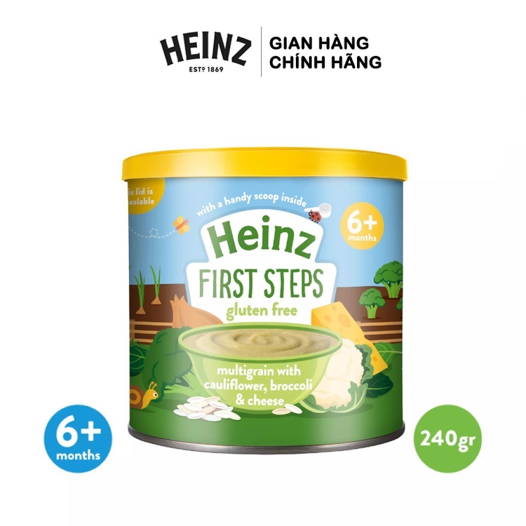 Bột Ngũ Cốc, Súp Lơ, Bông Cải Và Phô Mai HEINZ 200g (Date: T2/2024) (Bé 6 tháng tuổi)