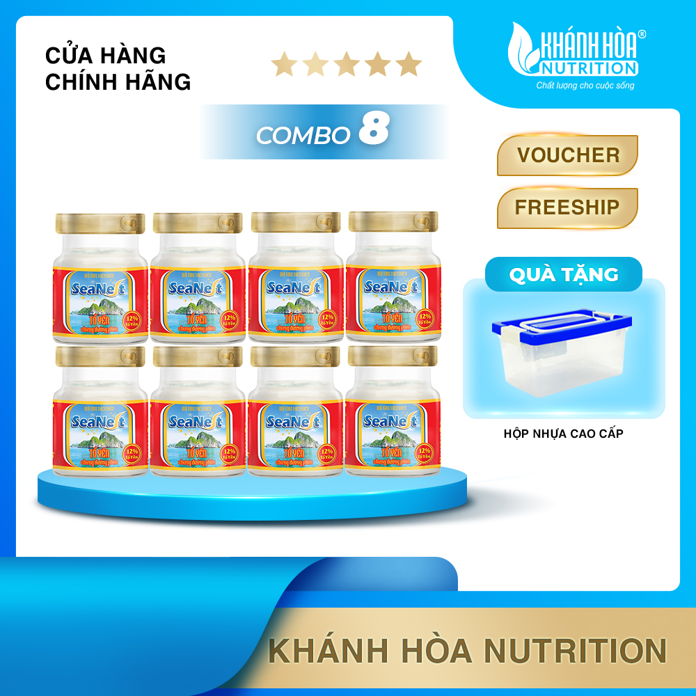 [TẶNG HỘP NHỰA] COMBO 8 Lọ Yến Sào 12% Tổ Yến Chưng Đường Phèn Cao Cấp SeaNest - Khánh Hòa Nutrition - 8 Lọ x 70 ML