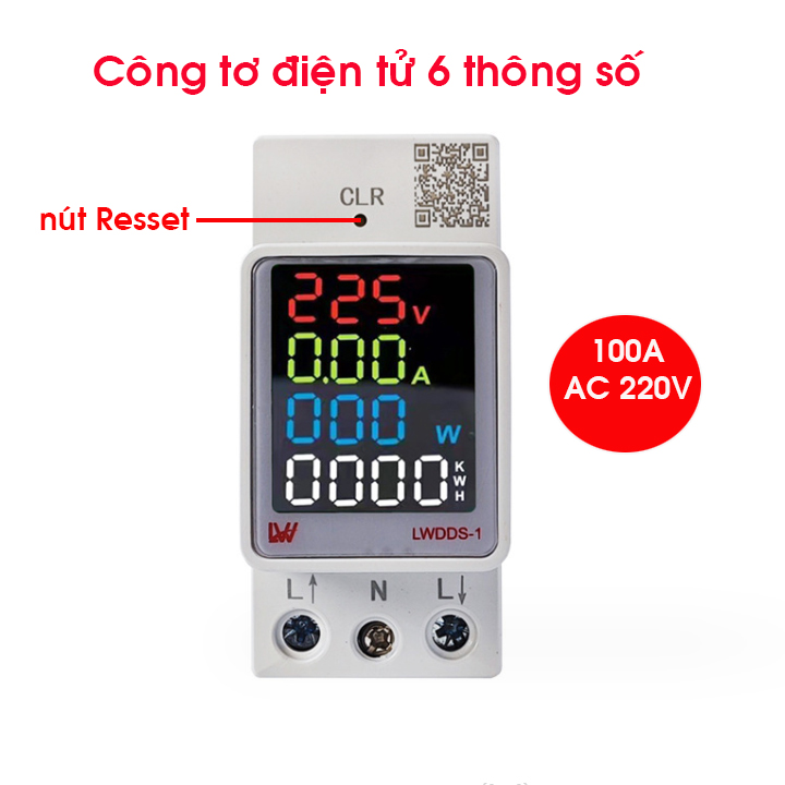 Công tơ điện tử đồng hồ điện thiết bị đo công suất 6 thông số 100a lwdss1 220v - hàng chính hãng
