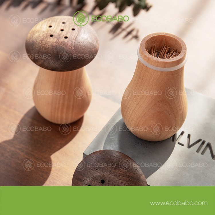 Lọ tăm gỗ hình nấm xinh xắn trang trí decor bàn ăn | ECOBABO