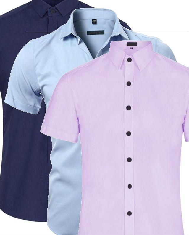Combo 3 áo somi nam trơn ngắn tay lịch lãm thời trang zenko men somi 800001