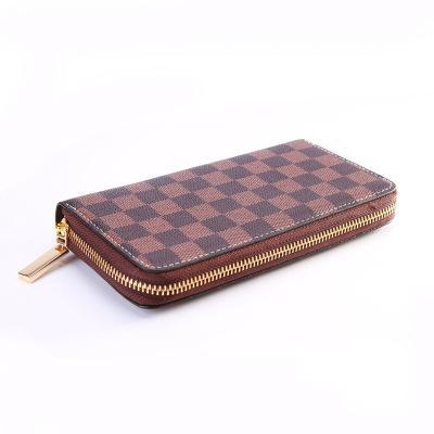 Ví da cầm tay thời trang cao cấp, unisex, họa tiết caro, hoa văn