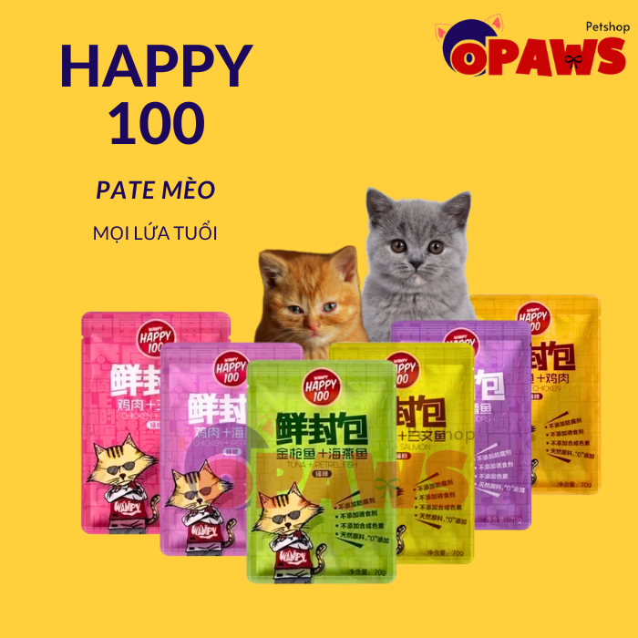  Pate Happy 100 cho mèo combo 15 gói 