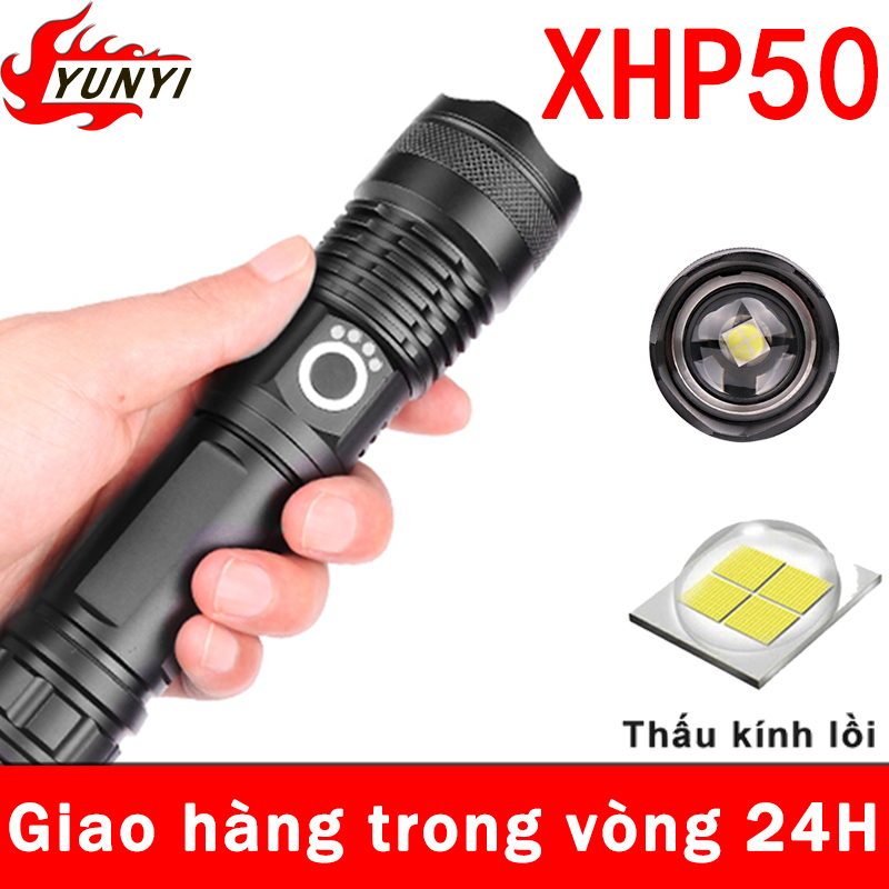 Đèn Pin LED Siêu Sáng Pin Khủng ,đèn pin siêu sáng hàng nhật,xhp50 đèn cắm trại siêu sáng pin tích hợp chống nước đèn pin đa năng sạc usb.