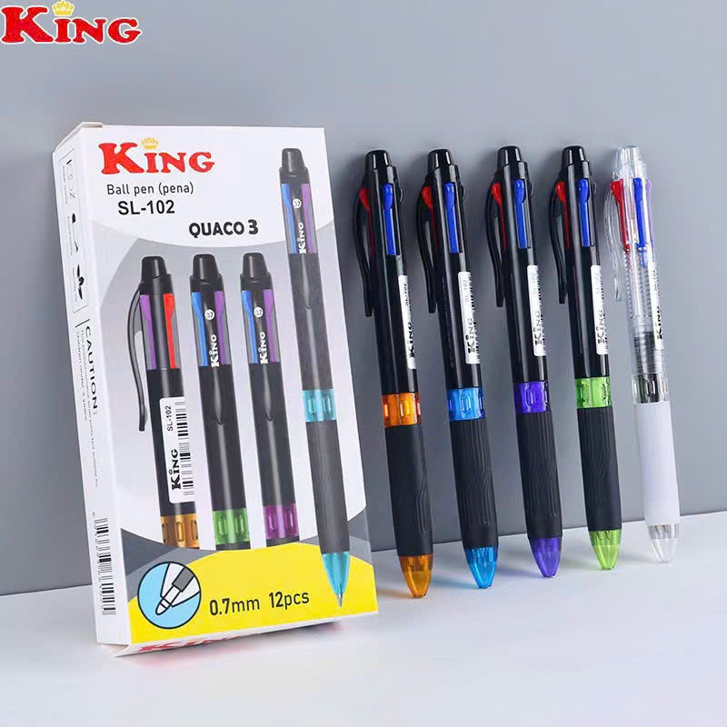 Hộp 12 Cây Bút Bi Bấm 4 Ngòi Chất Lượng Tốt SL-102 Ngòi 0.5mm ( 12 Cây/Hộp )