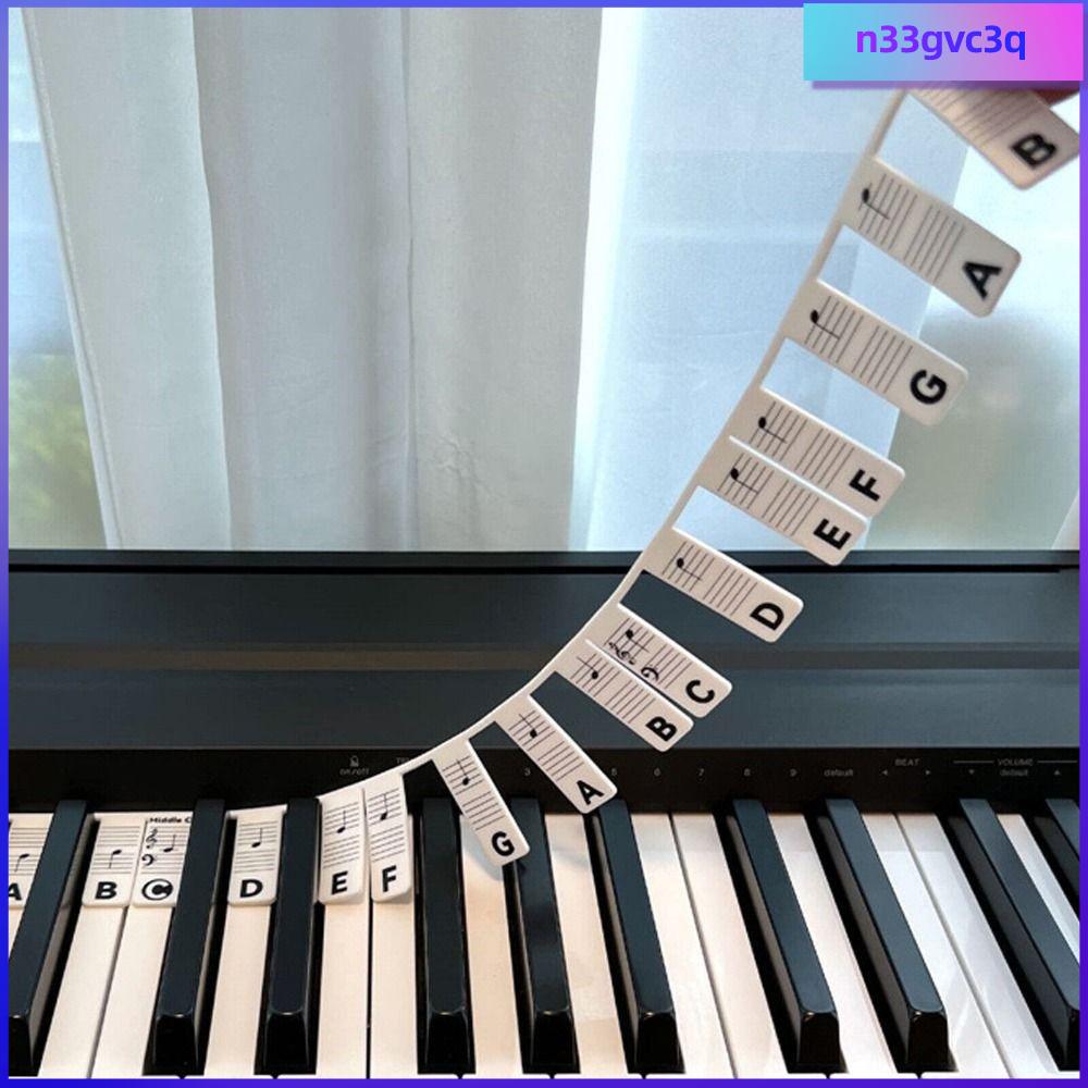 N33GVC3Q Di động Có thể tháo rời Hiển thị điểm Học tập Phụ kiện nhạc cụ 88 phím Miếng dán Đàn Piano silicon Nhãn ghi chú Bàn phím Piano