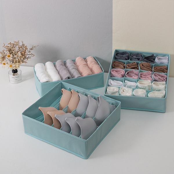 (Nhập FAB21H giảm 10%) Set 3 hộp đựng đồ lót/ tất chân có thể xếp gọn tiện dụng cho gia đình, hộp đựng đồ gấp gọn