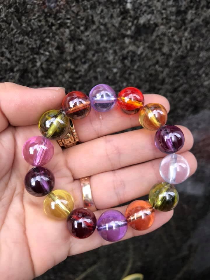 [HCM]VÒNG TAY ĐÁ TOPAZ NGŨ SẮC - VIP - 14LY