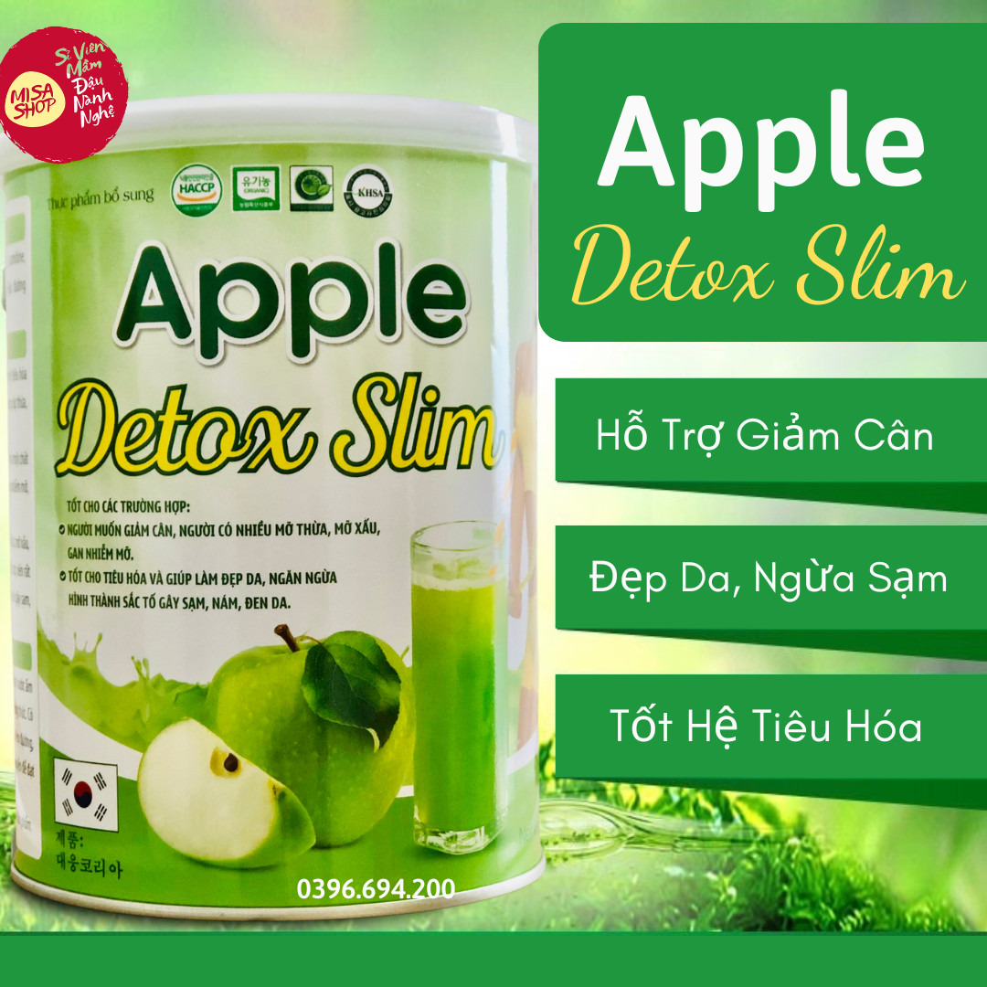 Hộp sữa Apple Detox Slim hỗ trợ đẹp da, đẹp dáng hộp 400g