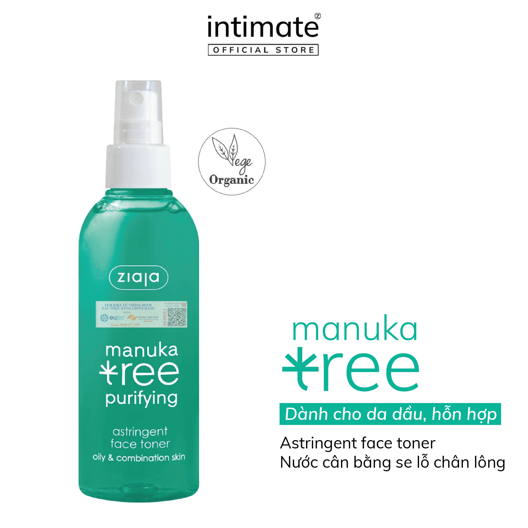 Nước Cân Bằng Manuka Tree Purifying Astringent ZIAJA BANIPHAR Tonner Hỗ Trợ Se Khít Lỗ Chân Lông, Dưỡng Ẩm Cho Da 200ml