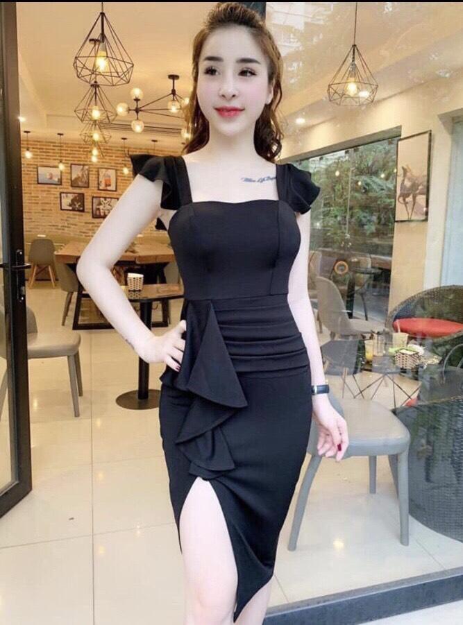 Đầm Body Vai Cánh Tiên Xẻ Đùi Nhún Eo Thời Trang Belle Fashion