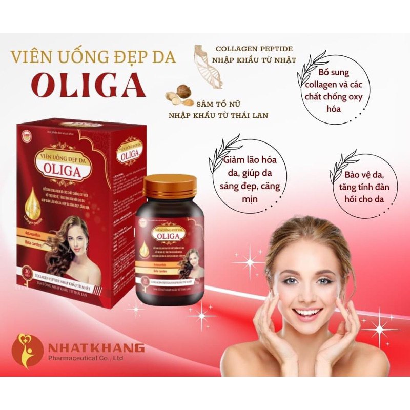 Viên uống đẹp da collagen OLIGA Bổ sung collagen và các chất chống oxy hoá hỗ trợ bảo vệ, tăng tính đàn