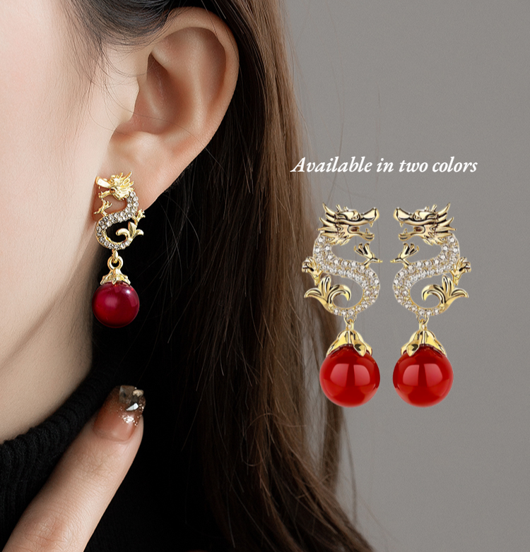 Year of the Dragon zodiac personalized high-end earrings, light luxury earrings