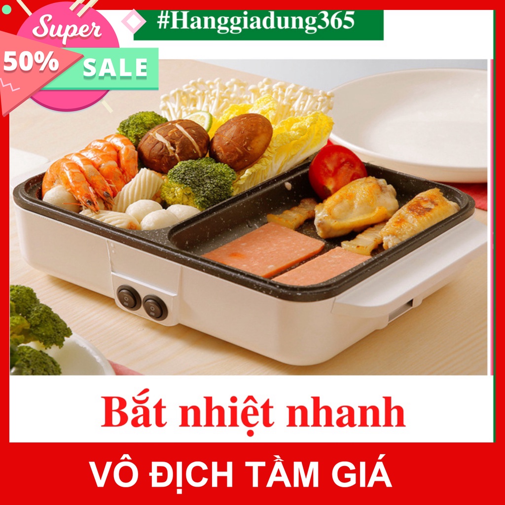 Nồi lẩu nướng đa năng 2 ngăn hàn quốc, nồi nướng lẩu, bếp lẩu nướng 2in1 - bảo hành 12 tháng
