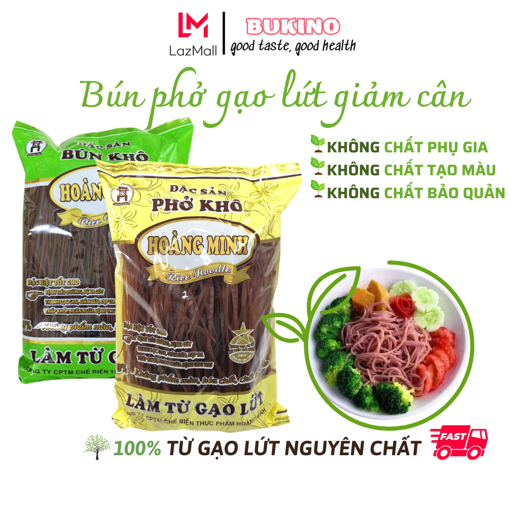 Bún phở gạo lứt đỏ Hoàng Minh, thực phẩm bún gạo lứt ăn kiêng eatclean giảm cân tốt cho sức khỏe Hà Nội, bún phở gạo lứt đóng gói 500gr